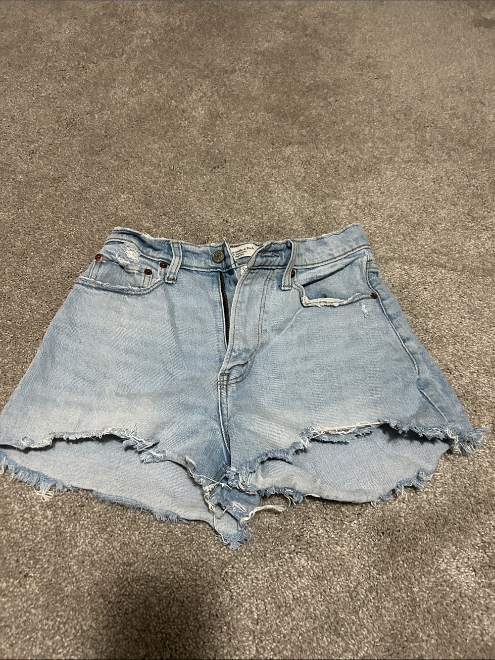 Abercrombie & Fitch Light Wash Distressed Denim Shorts